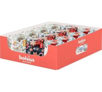 Bolsius - smaržīgās sveces stiklā ar apdruku - 12 gab. iepakojumā - 23 degšanas stundas - dažādi aromāti - Ziemassvētku rotājumi