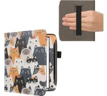 kwmobile Flip Case saderīgs ar Pocketbook Era/Era Colour - Priekšējais nodalījums Rokas siksna - Cats Orange Black White