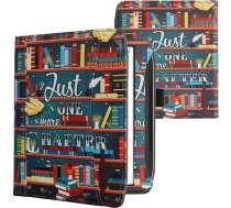 kwmobile Flip Case saderīgs ar Pocketbook Era/Era Colour - priekšējais nodalījums, siksniņa rokā - bibliotēkas tematika, daudzkrāsains