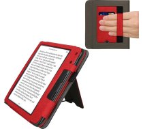 kwmobile Korpuss saderīgs ar Kobo Kobo Kobo Libra Colour / Tolino Vision Colour Korpuss - Flip korpuss ar siksniņu - mākslīgās ādas vāciņš - sarkans tumši pelēks