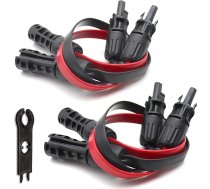 KUBOWAI Saules paneļu plakanš kabelis, ļoti elastīgs saules fotoelementu pagarināšanas kabelis saules paneļu un invertoru savienošanai (4mm²) (2 pāri)