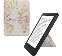 kwmobile Aizsargvāciņš saderīgs ar Kobo Clara BW/Clara Colour/Tolino Shine (5) / Shine Colour - mākslīgās ādas vāciņš - eReader Cover Case - Travel Lettering Black Multicoloured