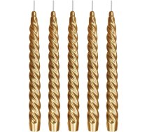 Ebersbacher Kerzenfabrik GmbH Renaissance Taper Candles Twisted Varnished Gold Iepakojumā 5 gab Izmērs Aptuveni 22 x 250 mm Atsevišķi folijā