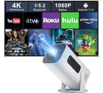 Eroshoo Mini projektors, mobilā tālruņa projektors 4K atbalstam ar statīvu, 1080P mini projektors Android, mājas kinozāles projektors, āra projektors, 210° pagriežams viedais āra projektors, saderīgs ar TV