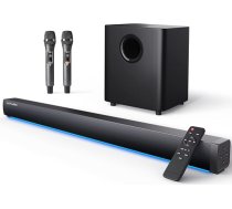 LEFANDI Soundbar ar zemfrekvences skaļruni TV ierīcēm, Bluetooth skaļrunis PC Soundbar 2.1 kanālu telpiskajai skaņai ar bezvadu mikrofonu, mājas kinozāles skaņas sistēma ar AUX, HDMI ARC, koaksiālo, USB, optiskajām ligzdām