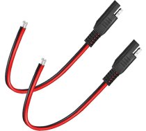 "AsanWise 2 Pack SAE savienotāja kabelis 30cm Auto pagarinājuma kabelis SAE uz SAE 2 Pin Quick Connect atvienošanas savienojums 18AWG