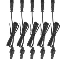 5 Pack 2 Pin Deck Light pagarinājuma kabelis ar kontaktdakšu un kontaktligzdu 1M IP67 ūdensizturīgs, viegli lietojams ugunsdrošs PVC dārza ielu apgaismojumam