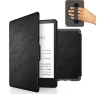 MyGadget mākslīgās ādas futrālis Amazon Kindle Paperwhite 7. paaudzes (līdz 2017. gadam 6 collas) ar siksniņu un automātiskās miega/modināšanas funkciju, melns