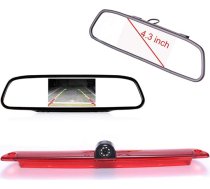 【Atpakaļskata kamera + 4,3 collu HD atpakaļskata spogulis】 automašīnā Trešā jumta augšējā stiprinājuma bremžu luktura kamera Aizmugures skata kamera Aizmugures kamera ar automašīnas monitoru Transporter Mercedes Sprinter W906 Viano Vito
