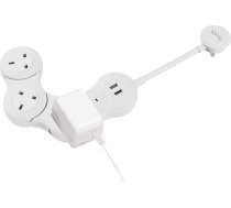 Quirky Pivot Power Verlängerungskabel für den Schreibtisch, atvērts, 3 Buchsen, 2 USB-Buchsen, Weiß