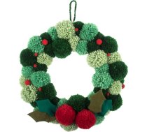 Trimits zaļš Pom Pom vainagu komplekts, DIY Ziemassvētku rotājumi, priekšējo durvju virtene, rudens vainags 31cm