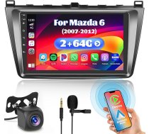 Inefala 2 + 64G Android 15 CarPlay Radio priekš Mazda 6 Atenza 2007-2012, 9 collu skārienjūtīgais ekrāns ar bezvadu CarPlay un Android Car, atbalsta GPS navigācijas saiti Spogulis Bluetooth RDS AHD DSP