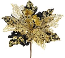 Arborus Pack of 6 mākslīgie ziedi Melns Mākslīgie Ziemassvētku ziedi Poinsettia Ziemassvētku rotājums Glitter Ziedi Ziemassvētku ziedi Ziemassvētku eglīte vainags Ziemassvētku eglīte rotājums Ziemassvētku eglīte Ziemassvētki