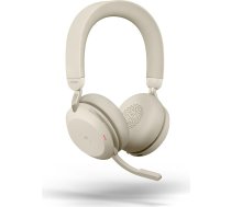 Jabra Evolve2 75 bezvadu austiņas ar 8 mikrofonu tehnoloģiju - dubultās putu stereo austiņas ar modernu aktīvo trokšņu slāpēšanu, USB-A Bluetooth adapteri un MS Teams saderību - bēšas krāsas