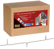 Idena NewTec 200 LED gaismas aizkars Silti balts / krāsains ar tālvadības pulti un taimeri