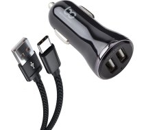 NWNK13 Ātrs auto lādētājs Samsung A13 5G A53 5G A33 5G A23 5G Mobilais telefons automašīnā lādētājs 2 pieslēgvietu USB auto adapteris Quick Charge 4.8A ar 1 m C tipa USB kabeli, ātrgaitas kabelis A73 5G (melns)