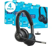 JLab Go Work 2. paaudzes austiņas ar mikrofonu Bluetooth un USB C donglu, 55+ stundu akumulators, bezvadu austiņas ar mikrofonu un daudzpunktu, bezvadu vai vadu, datoram, mobilajam tālrunim, birojam, iepakojumā