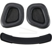 1 pāris austiņu spilventiņu ar galvas lenti, kas saderīgi ar Corsair Void/Void Pro/RGB Elite bezvadu proteīna ādas austiņu spilventiņu nomaiņa, melns