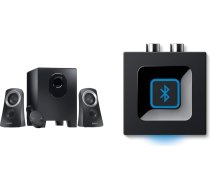 Logitech Z313 2.1 skaļruņu sistēma ar zemfrekvences skaļruni melna + Logitech Bluetooth bezvadu audio uztvērējs