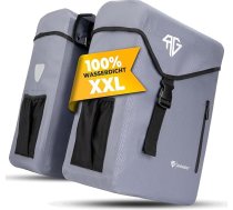 RADGEIST Velosipēdu somas dubultās bagāžnieka somas, 100% ūdensnecaurlaidīgas, dubultās somas, 50 litri, dubultās bagāžnieka somas ar vieglu piestiprināšanu (pelēkas)