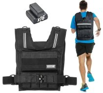 VEVOR Regulējama svaru veste ar 15,85 kg svaru, ar dzelzs atsvariem un plecu spilventiņiem un atstarojošām svītrām, ķermeņa atsvara vestes vīriešiem un sievietēm, spēka treniņu aprīkojums