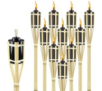 XMTECH 24 bambusa lāpu komplekts, dārza lāpas āra apstākļiem, bambusa lāpas, atmosfēras eļļas lāpas ar daktu, 90 cm augstas, āra dekorēšanai un celiņu apgaismojumam