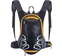 Velosipēdu mugursoma ar ķiveres turētāju, 15L viegla slēpošanas mugursoma (mini, kompakta, ūdensizturīga), maza velosipēda mugursoma pārgājieniem, kempingiem, kalnu tūrismam, slēpošanai, trekingam (melna)