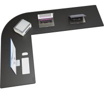 Cacoy 210 x 157 x 60 cm L-formas galda paklājs, PU ādas liels darba galda paklājs, datora galda aizsargs birojam un mājai, L-formas spēļu peles paliktnis stūra rakstāmgalda galdam, melns