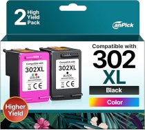 302 XL daudzpaku komplekts HP 302 melnas un krāsainas HP 302 XL printeru kasetņu nomaiņai HP Envy 4525 4520 printeru kasetnēm OfficeJet 3831 5230 3830 3833 DeskJet 3630 3836 (2 iepakojumi)
