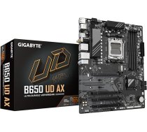 GIGABYTE B650 UD AX pamatplate - atbalsta AMD Ryzen 9000 sērijas procesorus, 6+2+2 fāžu VRM, līdz 7600 MHz DDR5 (OC), 1x PCIe 5.0 + 2x PCIe 4.0 M.2, GbE LAN, Wi-Fi 6, USB 3.2 Gen 2