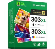 GREENSKY 303XL rezerves daļas HP 303 printeru kasetnēm HP 303 XL melnā un krāsainā krāsā HP Envy Photo 6230 kasetnēm 7830 6232 7900 6220 7134 6234 7800 7130 Tango X (2 iepakojumi)