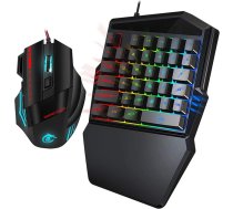 Kombinācija ar vienu roku lietojamu spēļu tastatūru, LED krāsu fona apgaismojums 5500DPI, regulējams ergonomisks dizains WIN/Android/MacOS