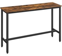 VASAGLE Bāra galds, virtuves galds, virtuves galds, taisnstūra bāra galds, metāla rāmis, 40 x 140 x 90 cm, viegli montējams, plāns, rūpniecisks dizains, Vintage Brown/intara melns LBT140B01