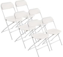 VEVOR 6 saliekamo krēslu komplekts, saliekamie plastmasas krēsli, pārnēsājamie kempinga krēsli, stackable sēdvietas iekštelpās un ārā Saliekamais krēsls mājai, pagalmam, dārzam, ballītēm, pasākumiem, balts