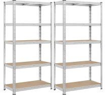 SONGMICS Lieljaudas plauktu komplekts 2 plaukti pagrabā 50 x 100 x 200 cm Butterfly Plug-In sistēma Maksimālā slodze 875 kg Viegla montāža Uzglabāšanas plaukts Regulējami plaukti Sudraba GLR447E02