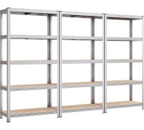 SONGMICS Lieljaudas plauktu komplekts 3 pagraba plauktu komplekts 40 x 90 x 180 cm Plaukts ar tērauda rāmi Maksimālā slodze 875 kg 5 regulējami plaukti Sudraba GLR040E03