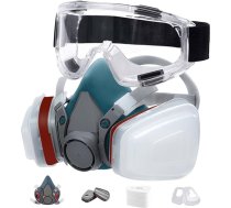 Aizsargmaska, 18 in 1 krāsošanas maska, atkārtoti lietojama ar putekļu filtru, respiratora maska ar filtru šļircēm, krāsošanai, darbam, ķimikālijām, amatniecībai, slīpēšanai, zila