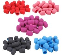 Slīpēšanas lentes vāciņi, Nagelschleifkappenbänder mit Gummi for Entfernen von Bohrpoliergraten, 50er-Pack, mehrfarbig, mehrere Größen(Pink 7x13mm 180)