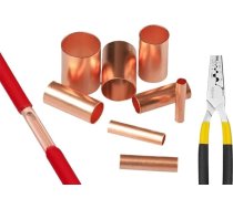 VWWJCCRO 1000Pcs GT vara savienojuma savienotājs cauruļu vadu savienotājs φ1.5/2/2/2.5/3/3/4/5/6/7/8/10 mm aukstās presēšanas termināls un presēšanas knaibles (GT-8 1000PCS, 1 iepakojums)