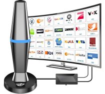 DVBT2 antena, iekštelpu antena DVB-T un DVB-T2 antenas ar pastiprinātāju, liels darbības rādiuss un 360° uztveršana, iekštelpu antena televizoriem ar spēcīgu magnētisko pamatni, piemērota 4K 1080p un visiem televizoriem