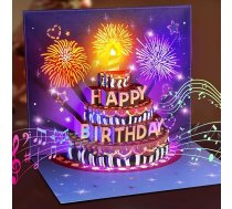 FITMITE Happy Birthday Card Pop Up Cake Birthday Cards with Music and Light 3D Fireworks Kartiņa dzimšanas dienas dāvanas sievai vīriešiem draudzenei