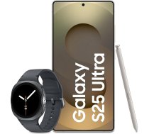 Samsung Galaxy S25 Ultra AI viedtālrunis ar Galaxy AI, 12GB RAM, 1TB atmiņa, titāna pelēks, 3 gadu ražotāja garantija + Galaxy Watch8 viedpulkstenis