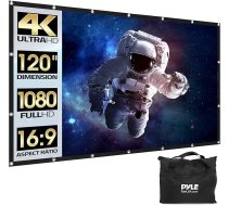 Pyle salokāms portatīvais projektora ekrāns 120 collu 16:9 HD 4K viegls, iekštelpās un ārpus telpām, izturīgs pret raušanos, piemērots mājas kinozāles ballītei, birojam, klasei