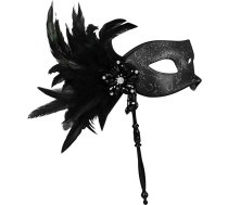 Cupimatch Venēcijas karnevāla maska Plastmasas sievietes spalvu metāla stienis Elegants Rhinestone pērlītes kostīms Prom Grims Masku Masquerade