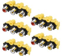 PCB paneļa montāžas karte Triple RCA Female Jack Audio Video AV Male Red White Yellow Pack of 5