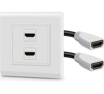 TND HDMI 4K sienas ligzda, 2 x ports, iebūvējama ligzda, kabeļu ceļvedis, sienas savienojuma plāksne ar UHD ARC Ethernet, ātrgaitas Full HD, savienotājs televizoram, mājas kinozālei, projektoram