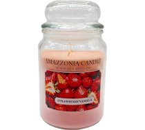 Amazzonia Candle Strawberry Vanilla 530 g Dabīga aromātiska svece Sojas vaska aromātiska svece videi Dekoratīva balta svece Stikla svece Jara