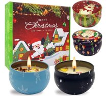 4 aromātisko sveču komplekts Dāvanu komplekts Aromatizētas sveces Ziemassvētku aromātisko sveču dāvanu komplekts sievietēm, Ziemassvētku aromātisko sveču komplekts, dabīgs sojas vasks, stresa mazināšanai, ķermeņa relaksācijai