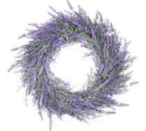 Lavandas vainags priekšējām durvīm, 45 cm mākslīgais lavandas ziedu vainags ar zaļām lapām, reālistisks pavasara/vasaras vainags kāzām, ballītei, sienai, kamīnam, mājai