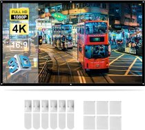 Docooler Pārnēsājams projektora ekrāns HD 16:9, balts, 60 collas, salokāms, diagonāls, mājas kinozāles ekrāns projekcijai pie sienas iekštelpās ārā